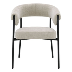 Jirina - Chenille Arm Chair (Set of 2) - Beige & Black