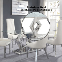 Gianna - Dining Table - Clear Glass & Stainless Steel