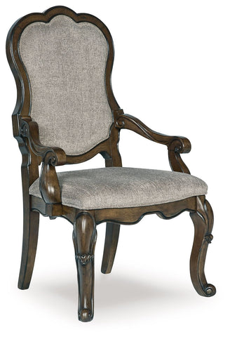Maylee - Dining Upholstered Arm Chair (Set of 2) - Dark Brown
