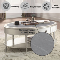 Kasa Coffee Table - Sintered Stone Top & Champagne Finish