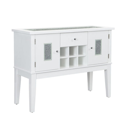 Elizaveta - Server - Faux Crystal Diamonds & White High Gloss