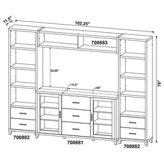 Lewes - 4 Piece TV Entertainment Center - Cappuccino