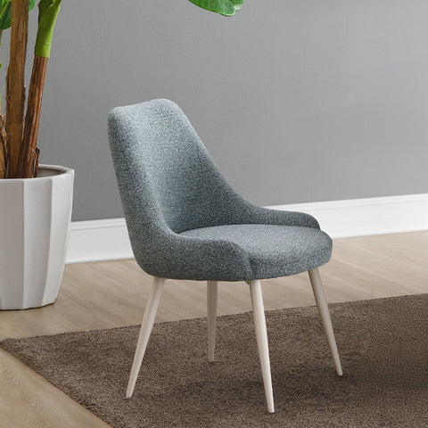 Laela - Side Chair (Set of 2) - Light Blue Boucle & White Finish