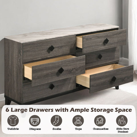 Avantika - Dresser - Faux Marble & Rustic Gray Oak