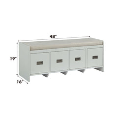 Berci - Bench - Beige Fabric & White