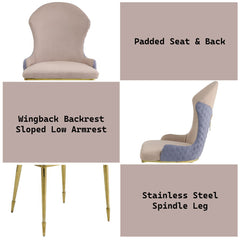 Caolan - Side Chair (Set of 2) - Tan, Lavender Fabric & Gold