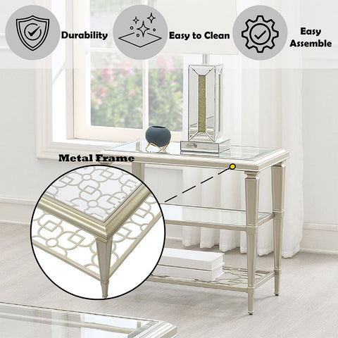 Zaba - End Table - Glass Top & Silver