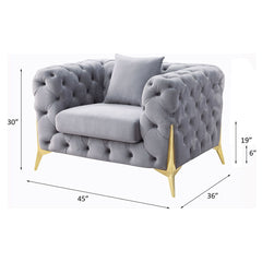 Jelanea - Chair - Gray Velvet & Gold Finish