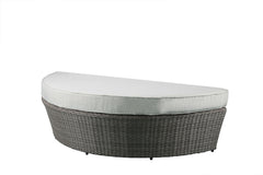 Glynn - Patio Sofa & Ottoman - Beige Fabric & Gray Wicker