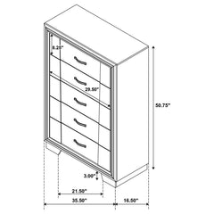 Janine - 5-Drawer Bedroom Chest - Gray