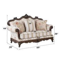 Nayla - Loveseat - Pattern Fabric & Walnut Finish