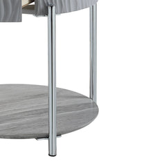 Yukino - End Table - Gray High & Chrome