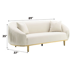 Martina - Sofa With 2 Pillows - Ivory Velvet