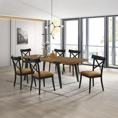 Hillary - Side Chair (Set of 2) - Brown Leather Aire, Walnut & Black