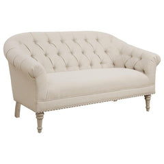 Billie - Upholstered Rolled Arm Tufted Loveseat - Natural