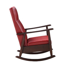 Raina - Rocking Chair - Red PU & Espresso Finish