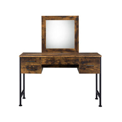 Juvanth - Vanity Desk & Mirror - Rustic Oak & Black