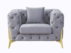 Jelanea - Chair - Gray Velvet & Gold Finish