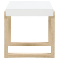 Pala - Rectangular End Table - White High Gloss And Natural