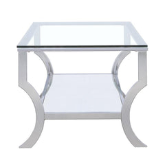 Saide - Rectangular Coffee Table With Mirrored Shelf - Chrome