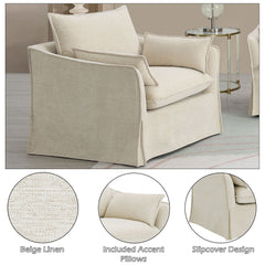 Shane - Chair With 2 Pillows - Beige Linen