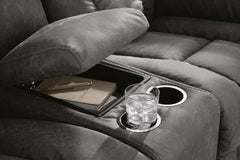 Bakerstein - Power Reclining Loveseat/Console/Adjustable Headrest - Galaxy