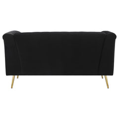 Holly - Upholstered Tuxedo Arm Tufted Loveseat - Black