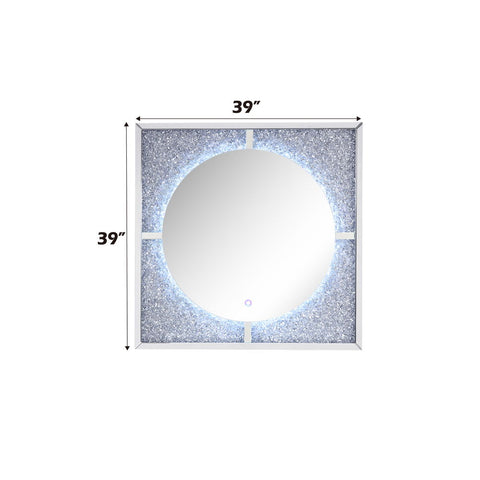 Noralie - Accent Mirror With LED - Mirrored, Faux Diamonds