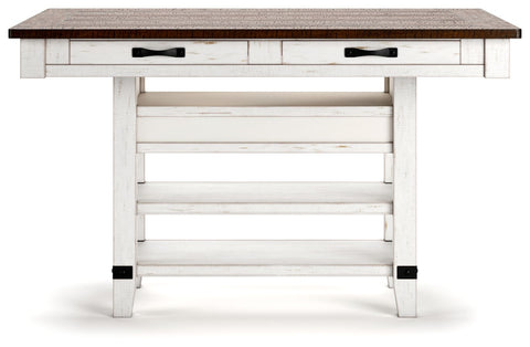 Valebeck - 5 Pc. - Counter Table With Wine Rack, 4 Swivel Stools - White / Brown
