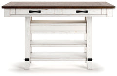 Valebeck - 5 Pc. - Counter Table With Wine Rack, 4 Swivel Stools - White / Brown