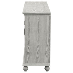 Melanie - 4 Door Wood Trellis Accent Cabinet - Distressed White