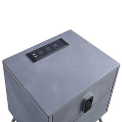 Doris - Nightstand - Gray Top Grain Leather