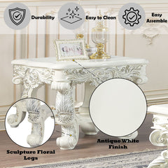 Adara - End Table - Antique White Finish