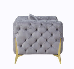 Jelanea - Loveseat - Gray Velvet & Gold Finish