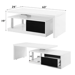 Buck II - Coffee Table - White & Black High Gloss Finish