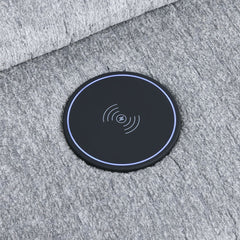 Fullar - Modular Console With Wireless Charger - Light Gary Chenille
