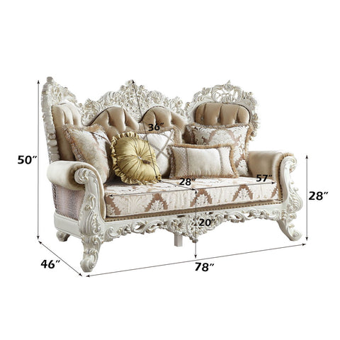 Vanaheim - Loveseat - Fabric & Antique White Finish