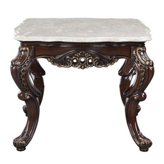 Benbek - End Table - Marble & Antique Oak Finish