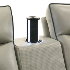 Jayke - Power Motion Sectional Sofa - Light Gray Top Grain Leather Match