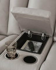 Elevate Edges - Glide Reclining Loveseat With Console - Coin
