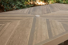 Laguna Heights - Rectangular Dining Table With Umbrella Option - Beige