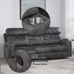 Hirah - Motion Sofa - Dark Gray Polish Microfiber