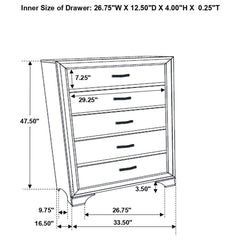 Beaumont - 5-Drawer Bedroom Chest - Champagne