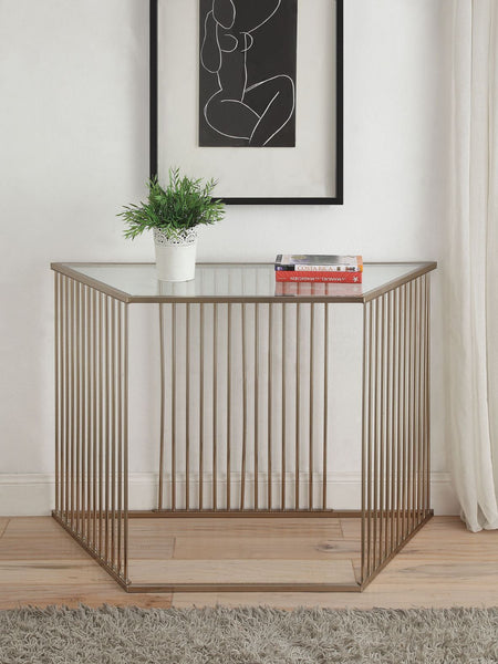 Oaklie - Sofa Table - Clear Glass & Champagne