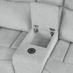 Galya - Motion Loveseat With Console - Light Gray Chenille