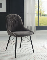 Abraham - Side Chair (Set of 2) - Gray Fabric & Black Finish