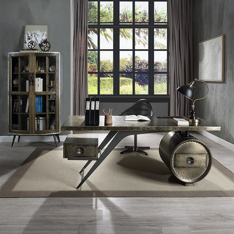 Brancaster - Executive Writing Desk With USB - Bronze Aluminum