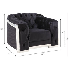 Pyroden - Chair - Black Velvet & Chrome Finish