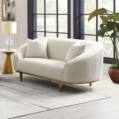 Martina - Loveseat With 2 Pillows - Ivory Velvet