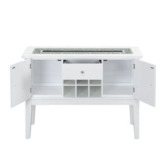 Elizaveta - Server - Faux Crystal Diamonds & White High Gloss